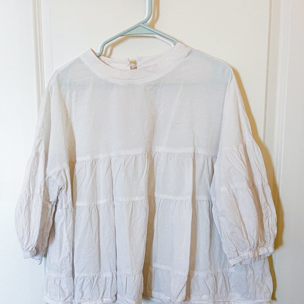 White Ruffle Blouse